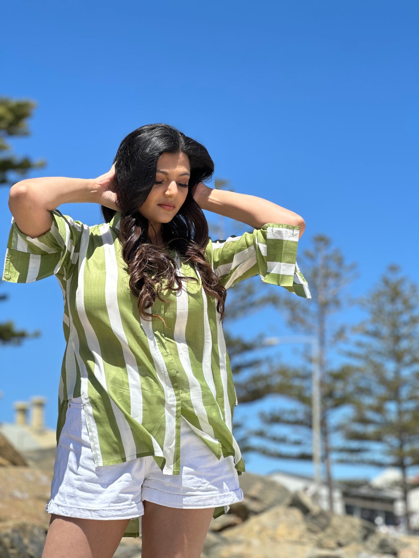 Charlotte Stripes Green Shirt