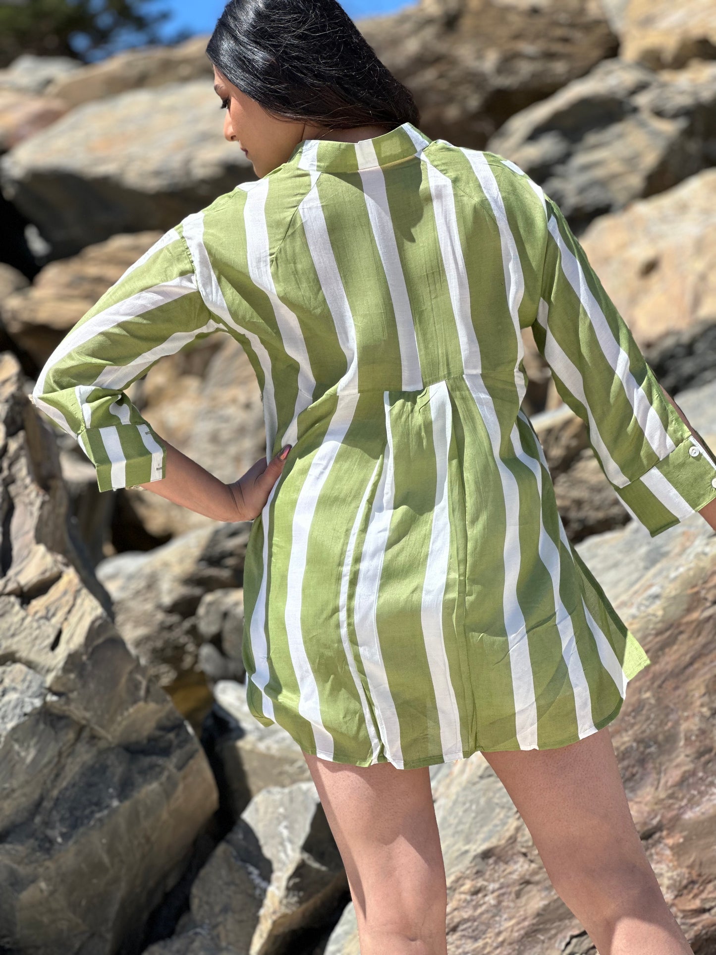 Charlotte Stripes Green Shirt