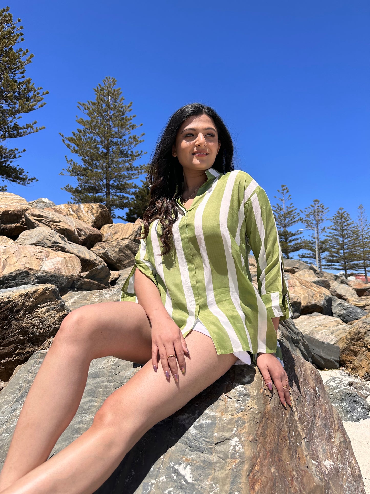 Charlotte Stripes Green Shirt