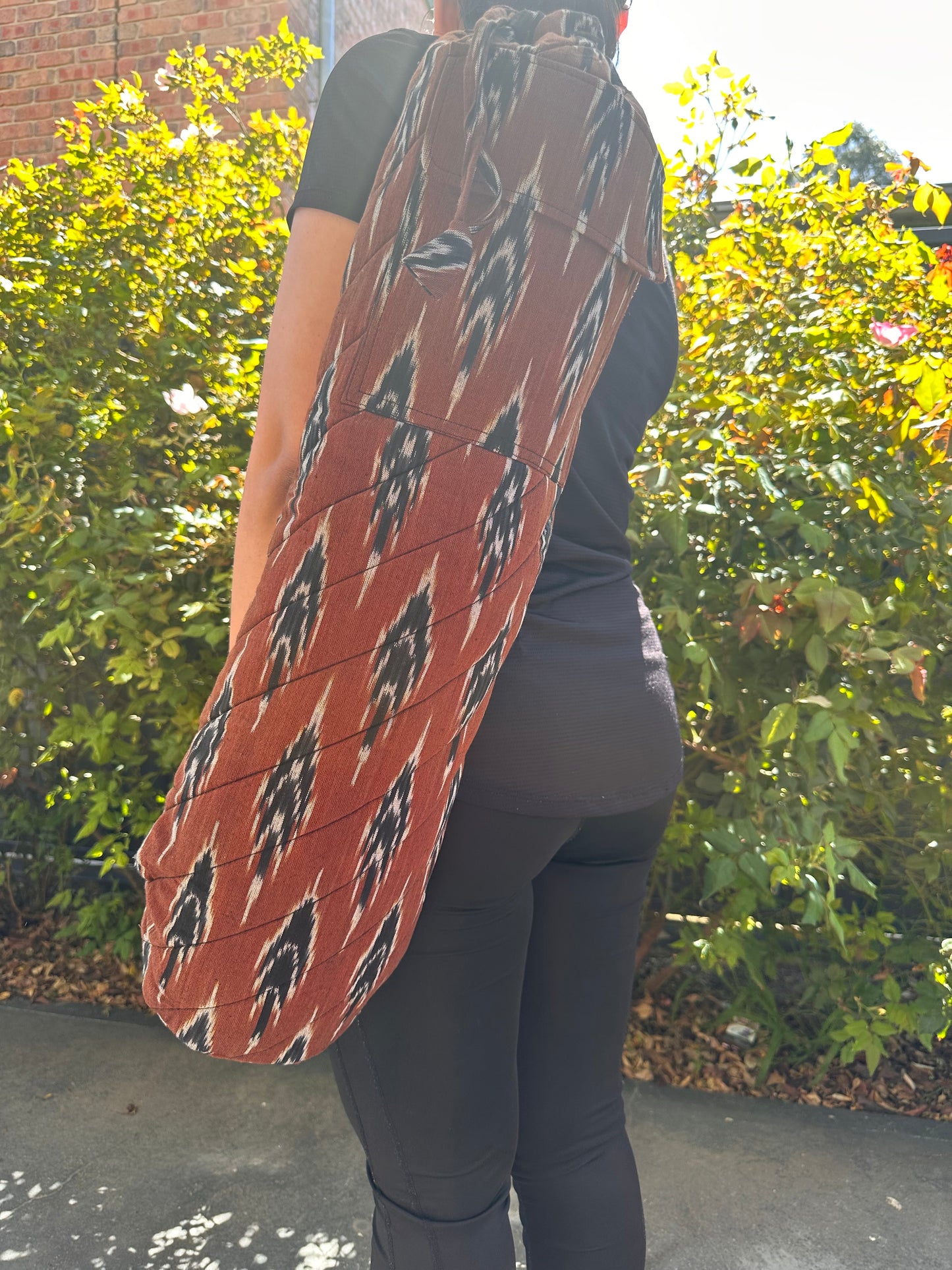 Boho Print Ikat Cotton Quilted Yoga/Beach Mat Bag