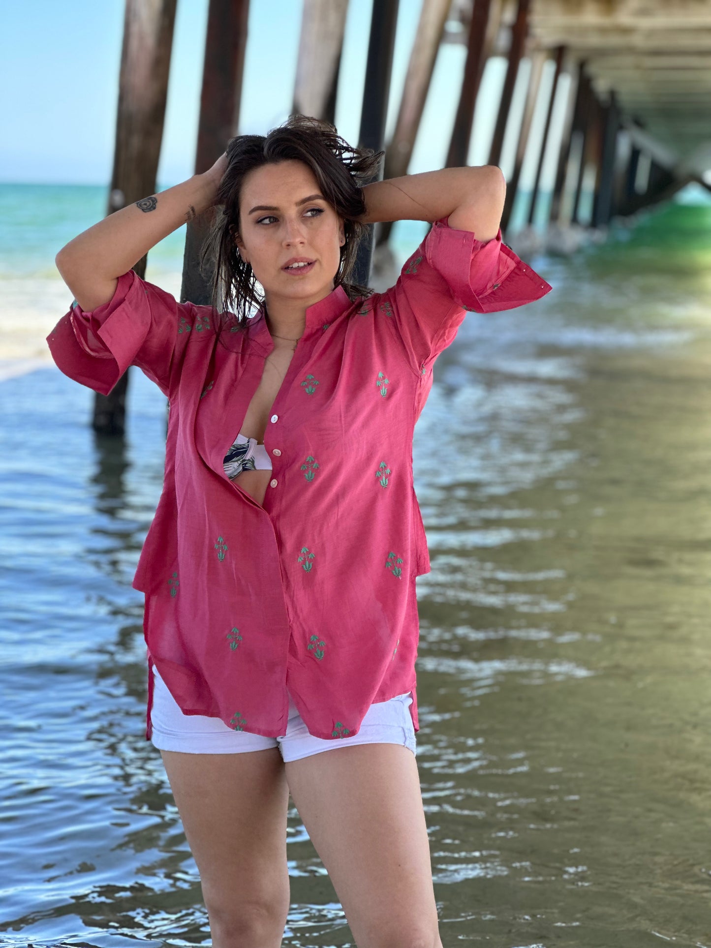 Sandy Pink Embroidered Shirt
