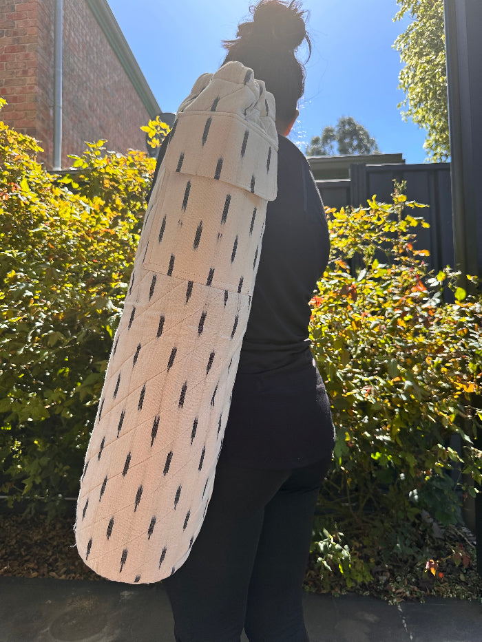 Ikat Cotton Quilted Yoga Beach Mat Bag