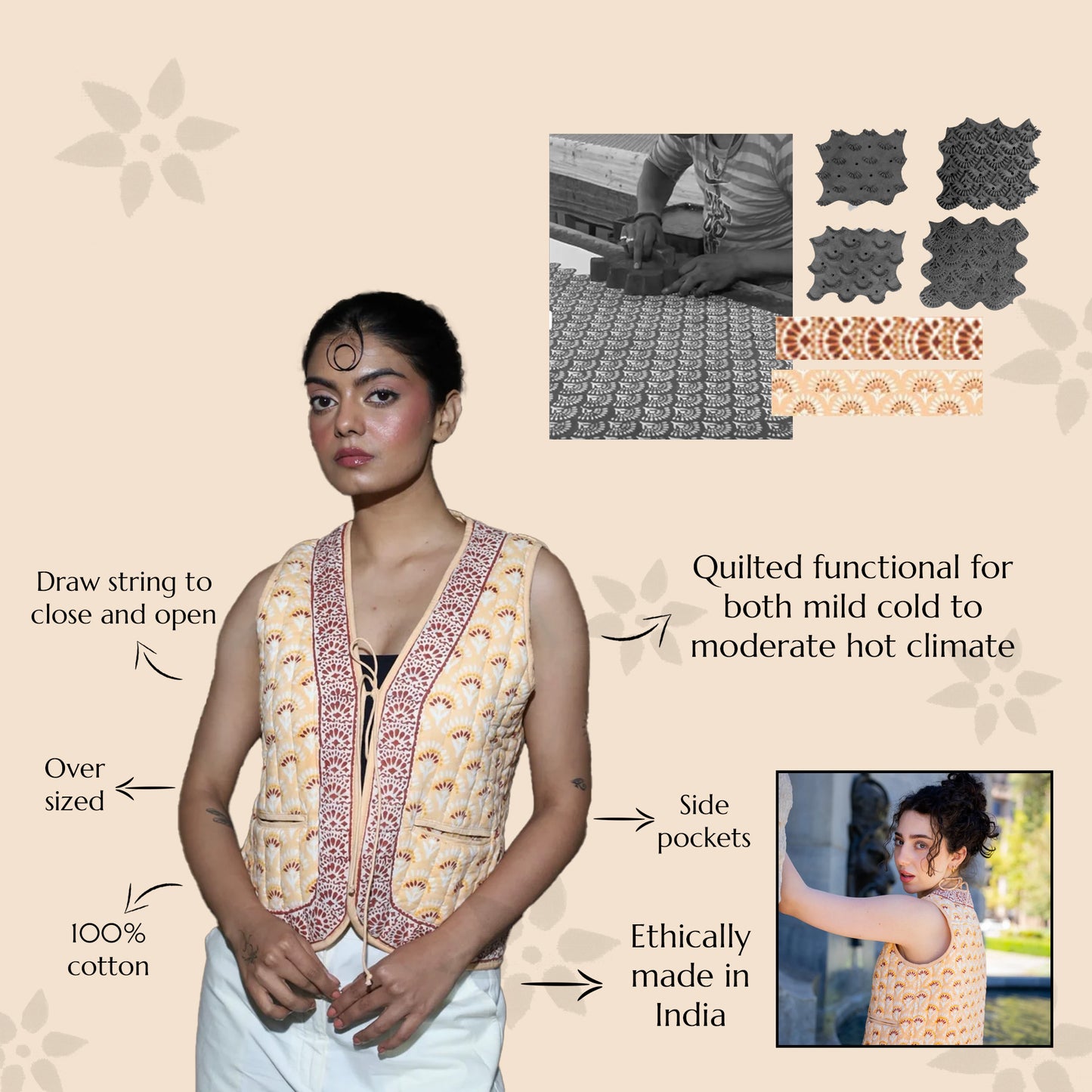 Boho Bay Half Sleeve Quilted Jacket