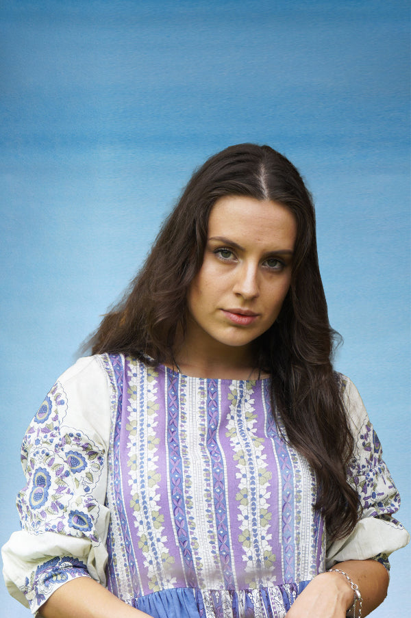 Hannah Block Printed Cotton Mini Dress
