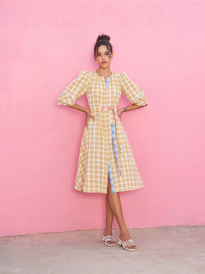 Freda check midi dress