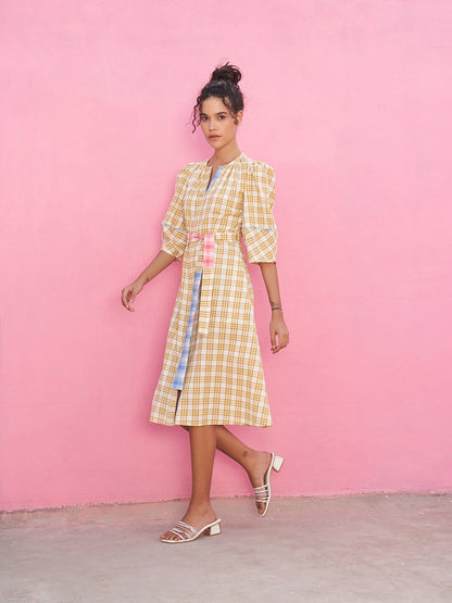 Freda check midi dress