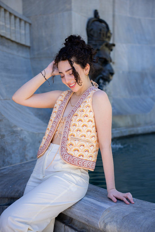 Boho Women Bay Half Sleeve Quilted Jacket