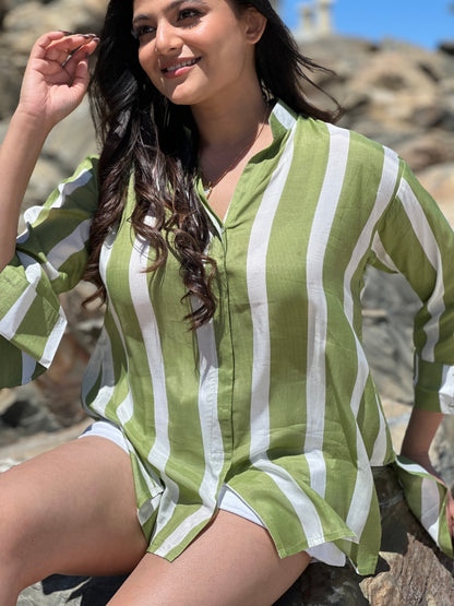 Charlotte Stripes Green Shirt