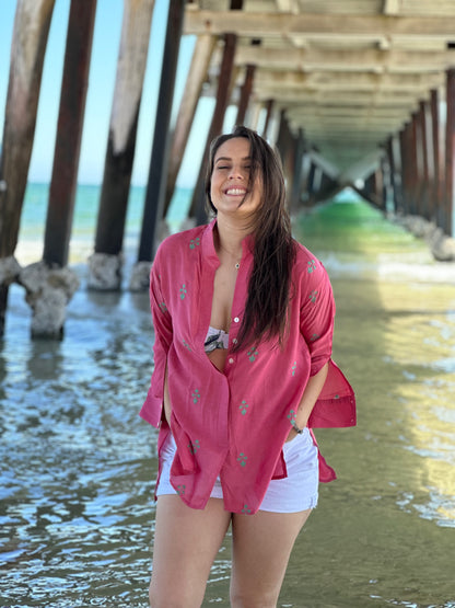 Sandy Pink Embroidered Shirt
