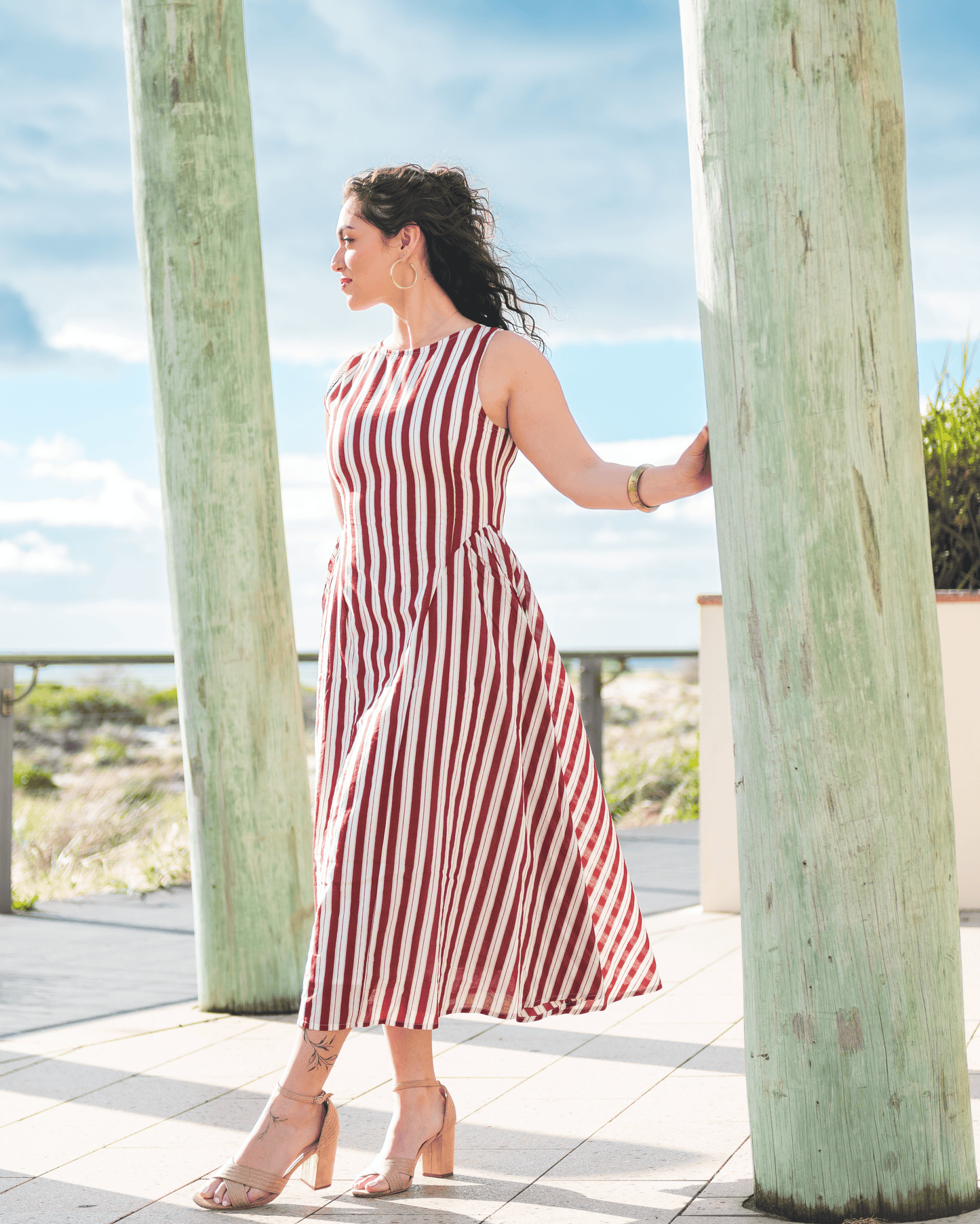Hazel Stripe Midi Dress