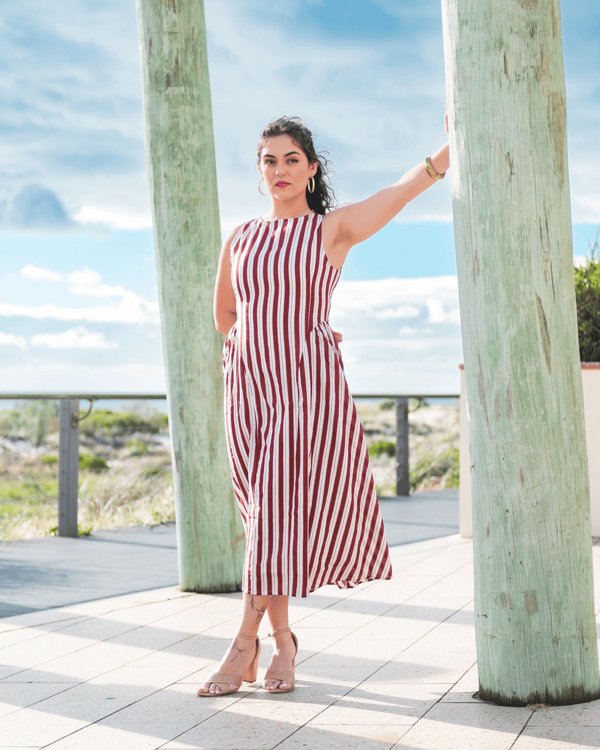 Hazel Stripe Midi Dress