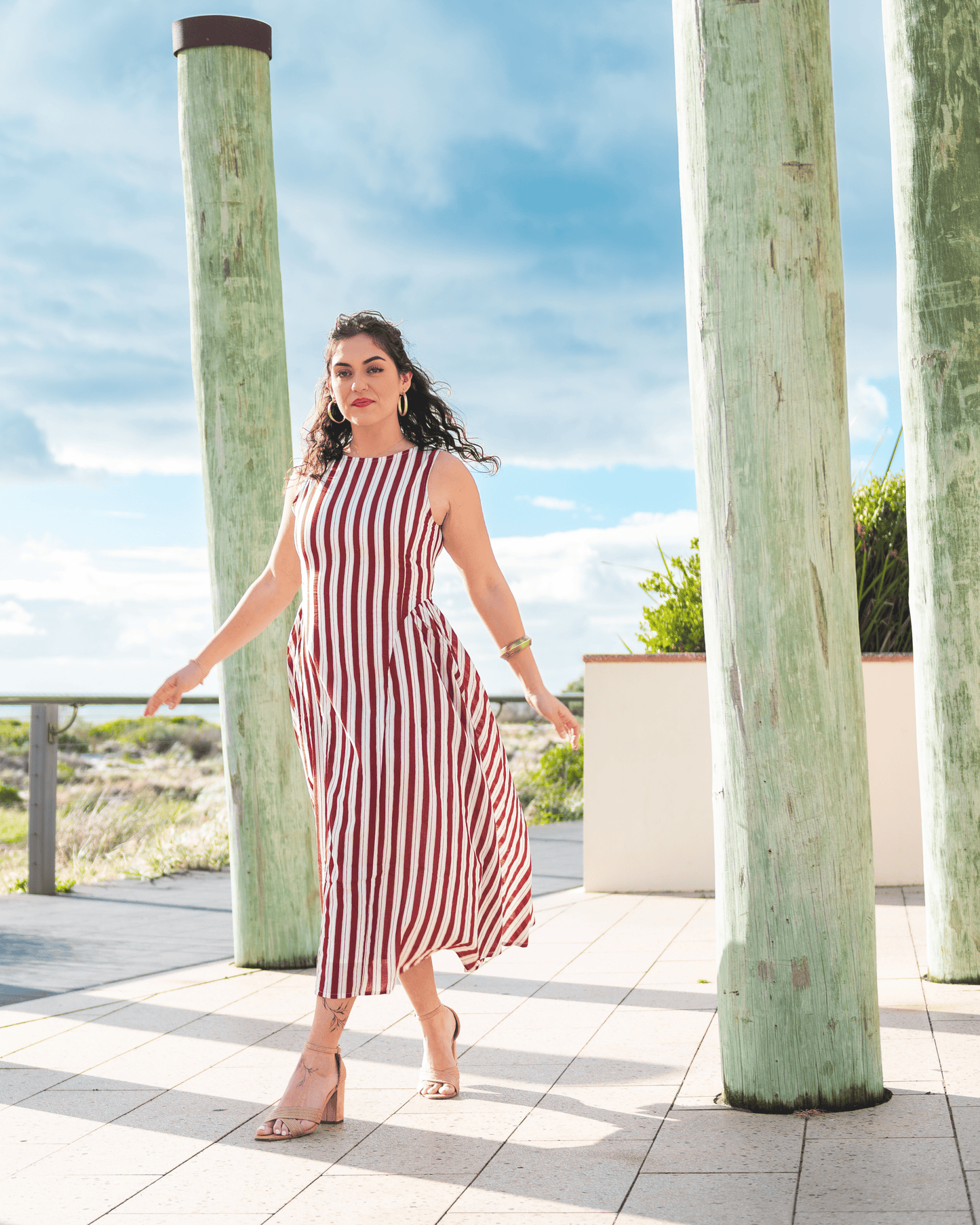 Hazel Stripe Midi Dress