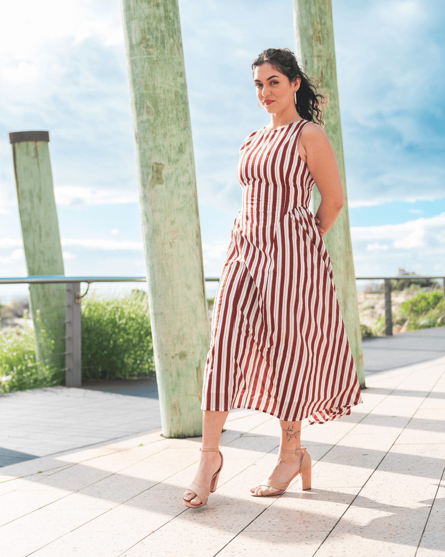 Hazel Stripe Midi Dress