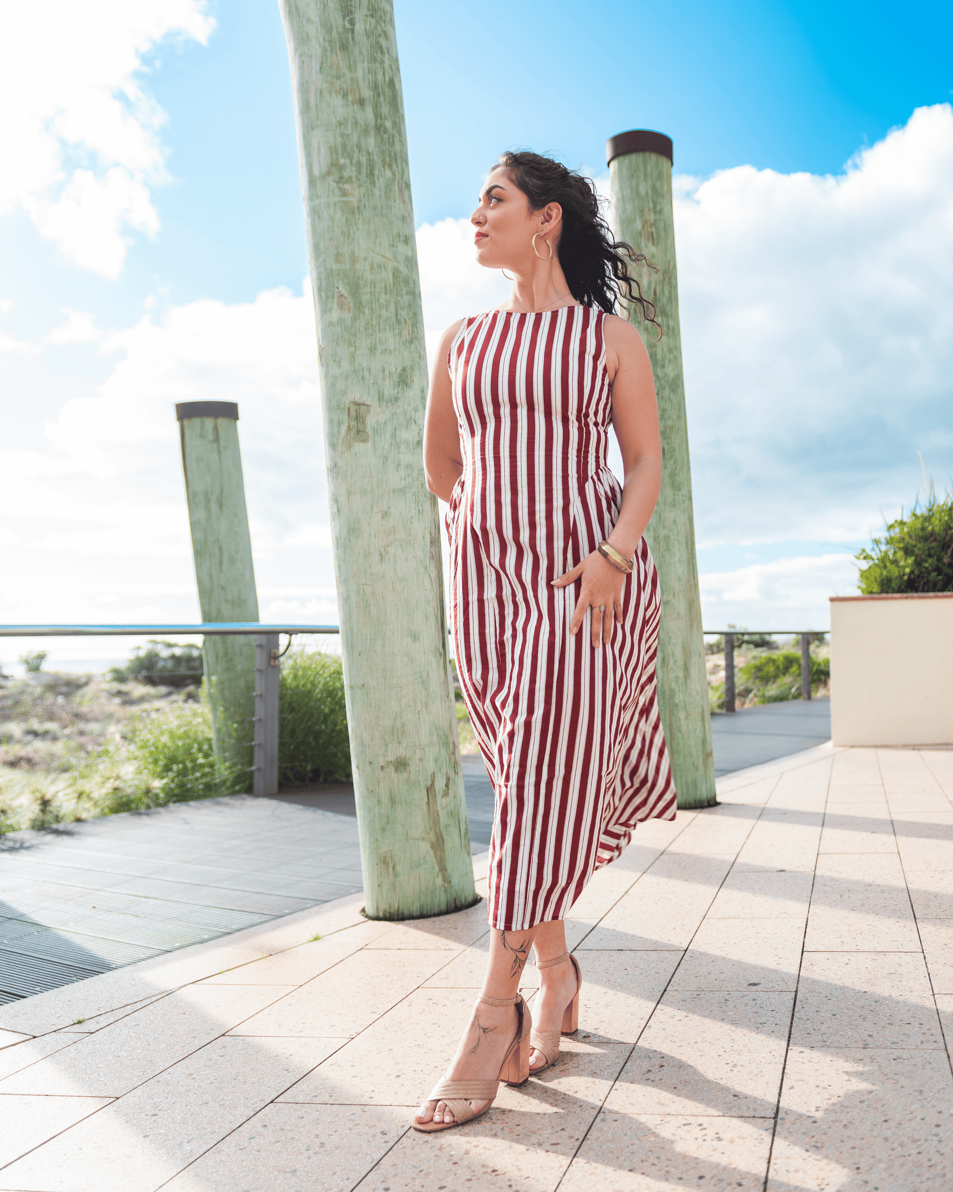 Hazel Stripe Midi Dress