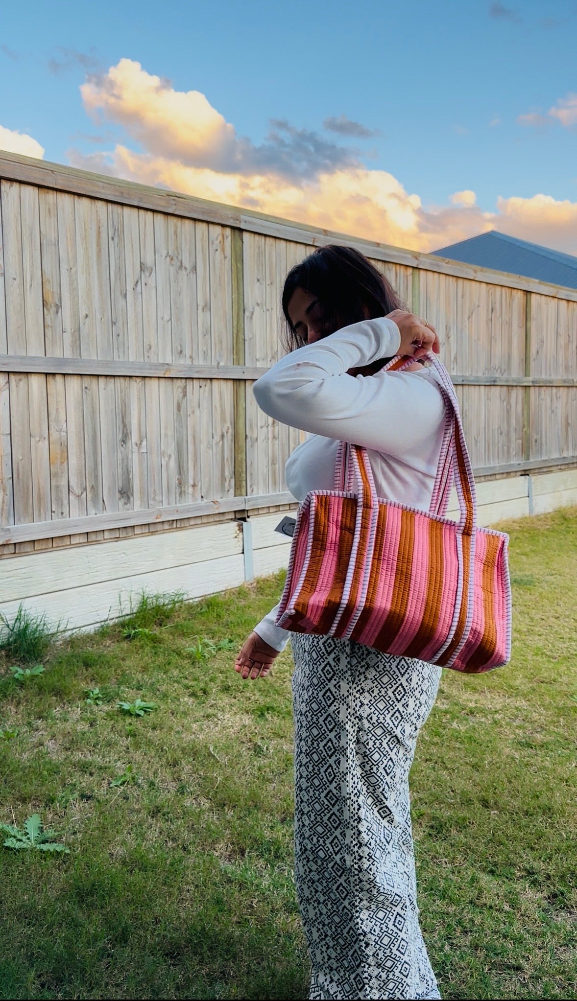 Stripe Tote Bag.