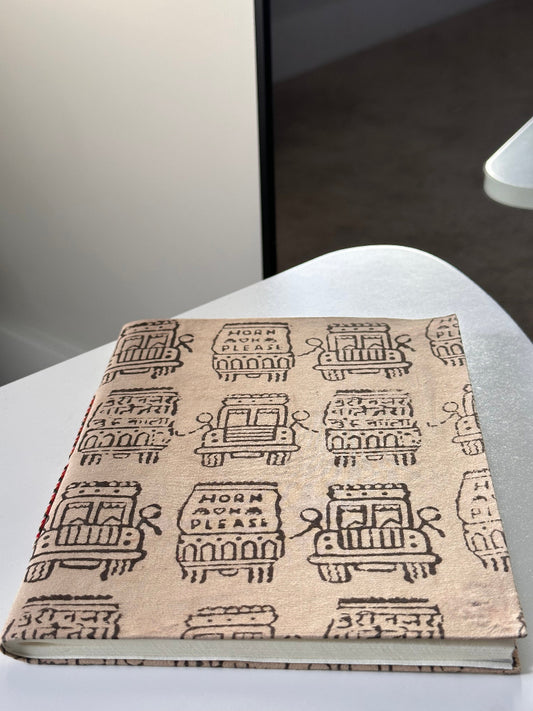 Indie Truck Print Fabric Cover Handmade Paper Notebook