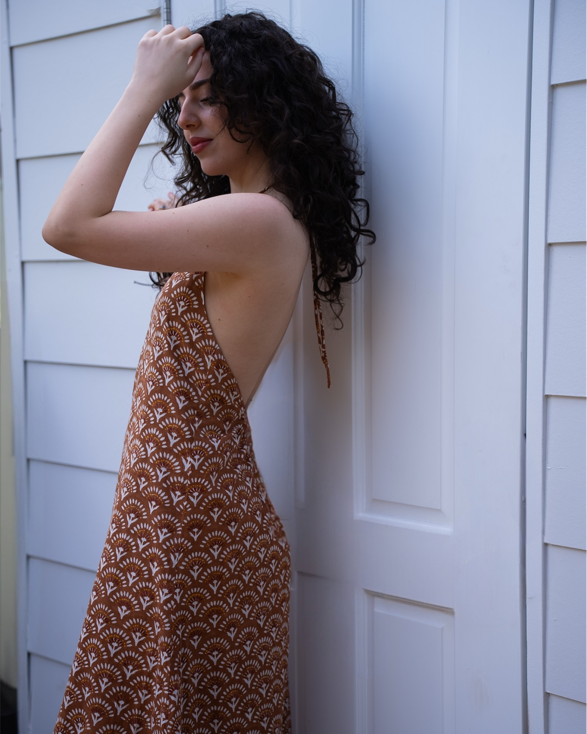 Charmed Backless Midi Dress | 100% Cotton Midi Dress Threads of India Charmed Backless Midi Dress | 100% Cotton Midi Dress Threads of India