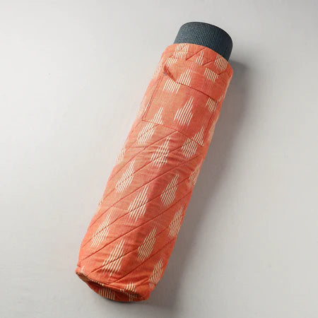 Quilted Yoga/Beach Mat Bag -Orange & White Stripe Ikat Cotton.